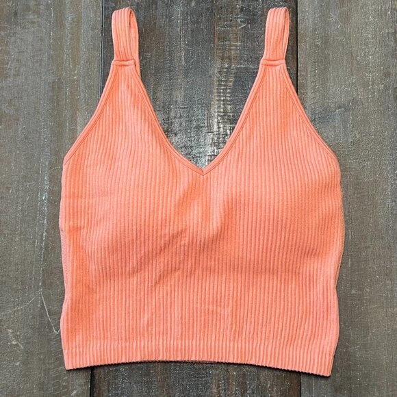 Wishlist Tops - Wishlist Ribbed Coral Crop Top Bralette M/L | Stretchy Soft Lounge Tank